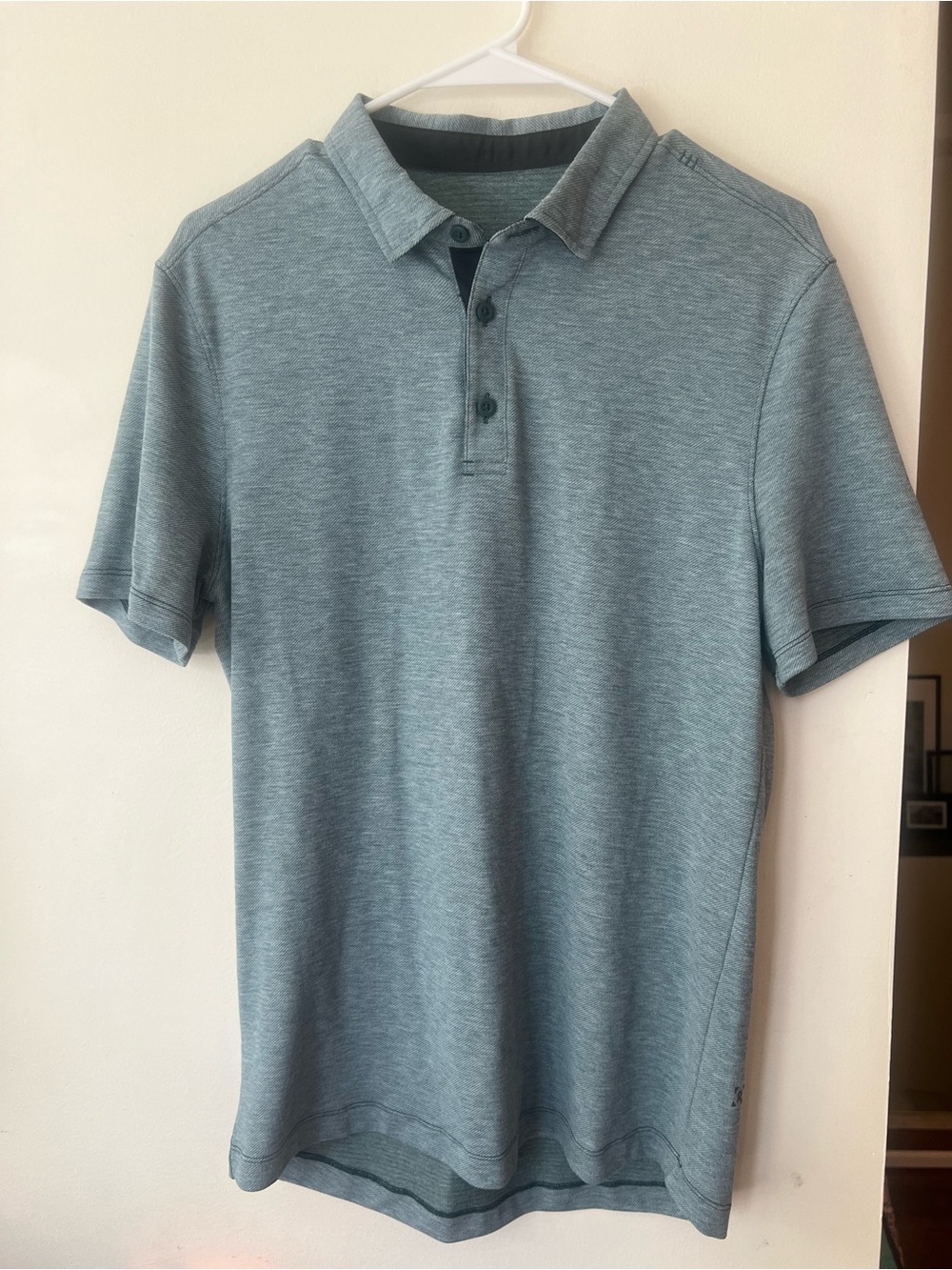 lululemon Evolution Polo Pique Men's M Heathered Blue 3 Button